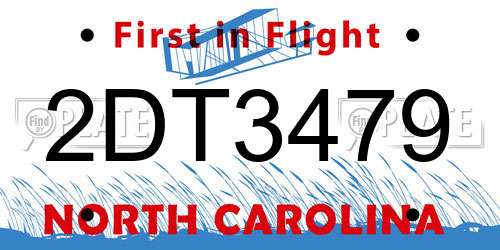 2DT3479 North Carolina License Plate