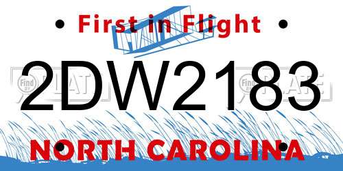 2DW2183 North Carolina License Plate