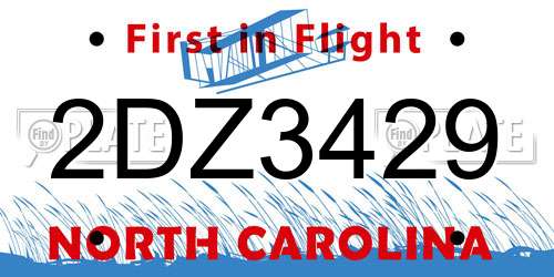 2DZ3429 North Carolina License Plate