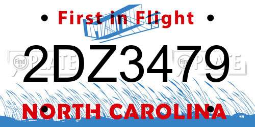 2DZ3479 North Carolina License Plate