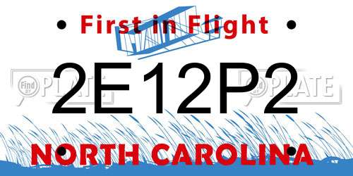 2E12P2 North Carolina License Plate
