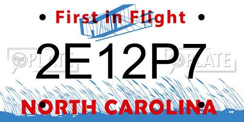 2E12P7 North Carolina License Plate