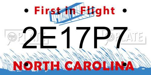 2E17P7 North Carolina License Plate