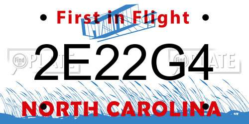 2E22G4 North Carolina License Plate