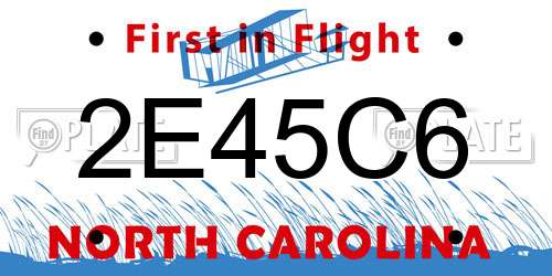 2E45C6 North Carolina License Plate