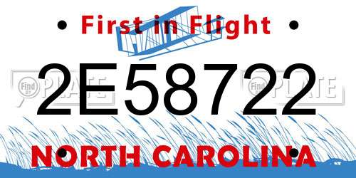 2E58722 North Carolina License Plate