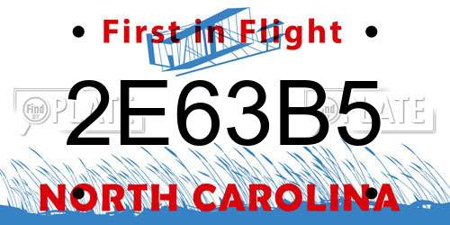 2E63B5 North Carolina License Plate