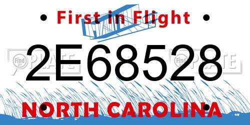 2E68528 North Carolina License Plate