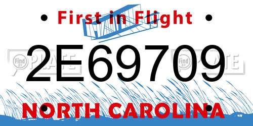 2E69709 North Carolina License Plate