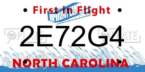 2E72G4 North Carolina License Plate