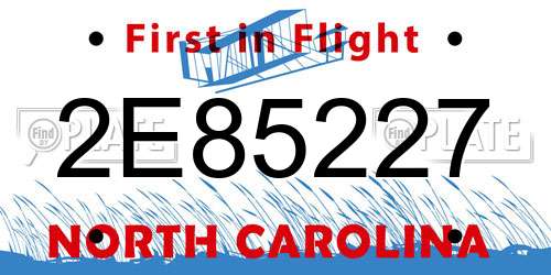 2E85227 North Carolina License Plate