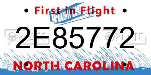 2E85772 North Carolina License Plate
