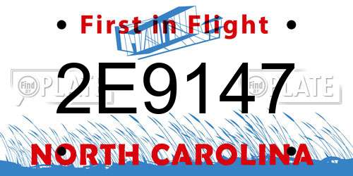 2E9147 North Carolina License Plate