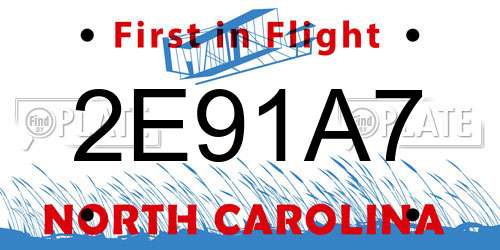 2E91A7 North Carolina License Plate