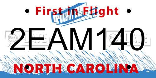 2EAM140 North Carolina License Plate