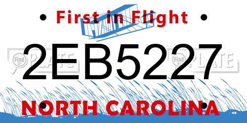2EB5227 North Carolina License Plate