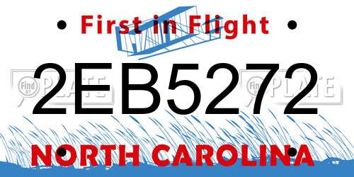 2EB5272 North Carolina License Plate