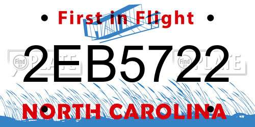 2EB5722 North Carolina License Plate