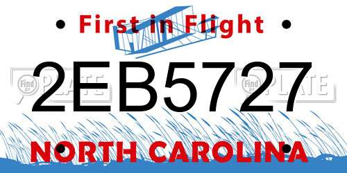 2EB5727 North Carolina License Plate