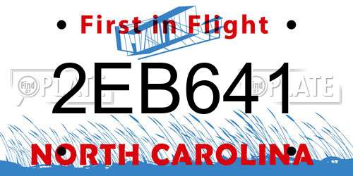 2EB641 North Carolina License Plate