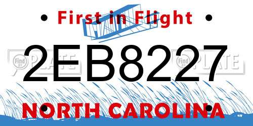 2EB8227 North Carolina License Plate