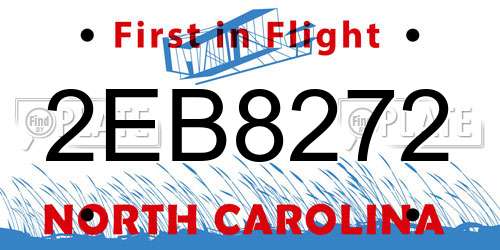 2EB8272 North Carolina License Plate