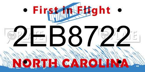 2EB8722 North Carolina License Plate