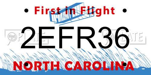 2EFR36 North Carolina License Plate