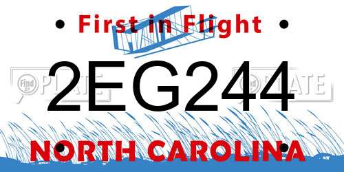 2EG244 North Carolina License Plate