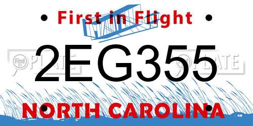 2EG355 North Carolina License Plate