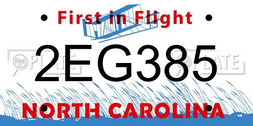 2EG385 North Carolina License Plate