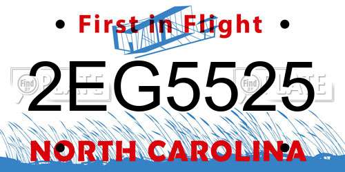 2EG5525 North Carolina License Plate