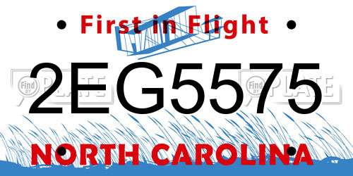 2EG5575 North Carolina License Plate