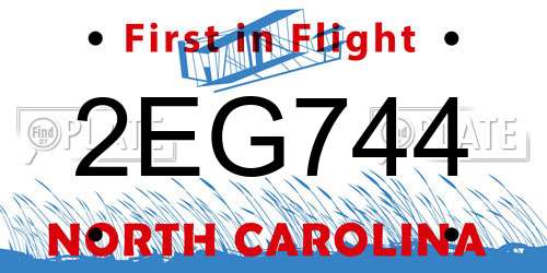 2EG744 North Carolina License Plate
