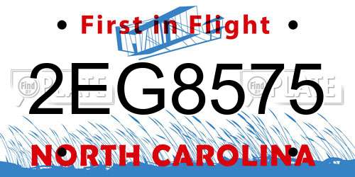 2EG8575 North Carolina License Plate