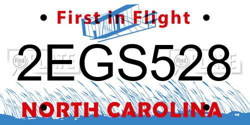 2EGS528 North Carolina License Plate