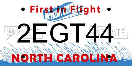 2EGT44 North Carolina License Plate