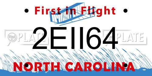 2EII64 North Carolina License Plate