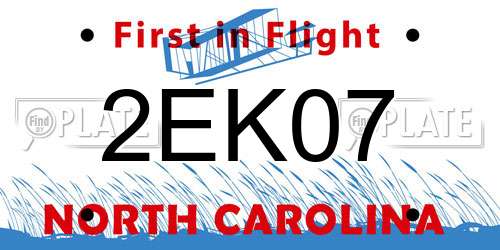 2EK07 North Carolina License Plate