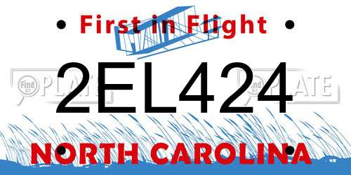 2EL424 North Carolina License Plate