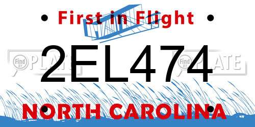 2EL474 North Carolina License Plate
