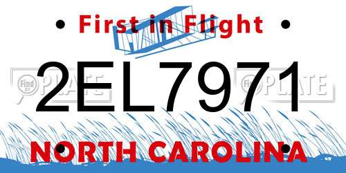 2EL7971 North Carolina License Plate
