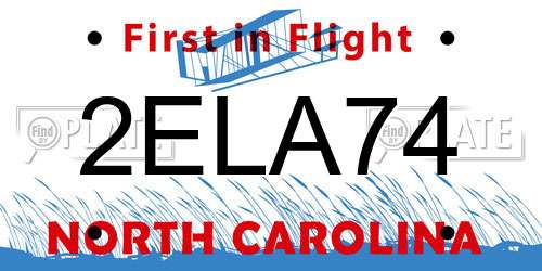 2ELA74 North Carolina License Plate