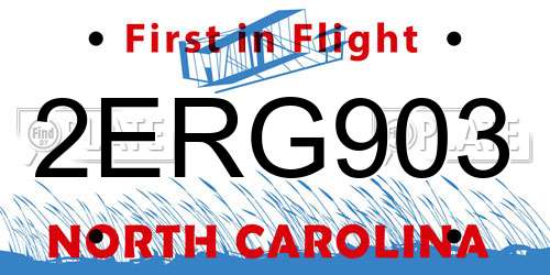 2ERG903 North Carolina License Plate