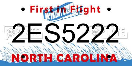 2ES5222 North Carolina License Plate