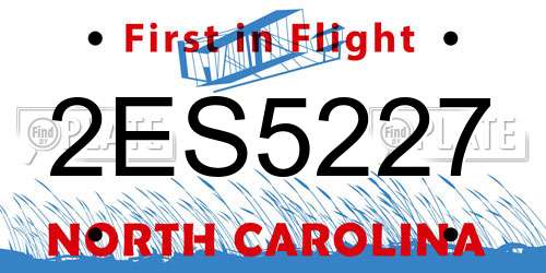 2ES5227 North Carolina License Plate