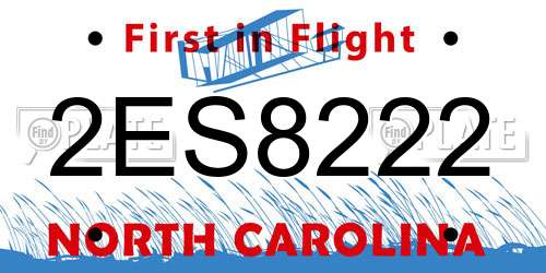 2ES8222 North Carolina License Plate