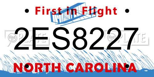 2ES8227 North Carolina License Plate