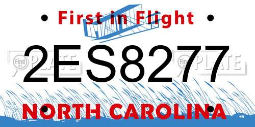 2ES8277 North Carolina License Plate