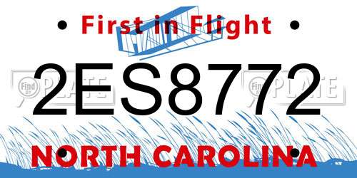 2ES8772 North Carolina License Plate